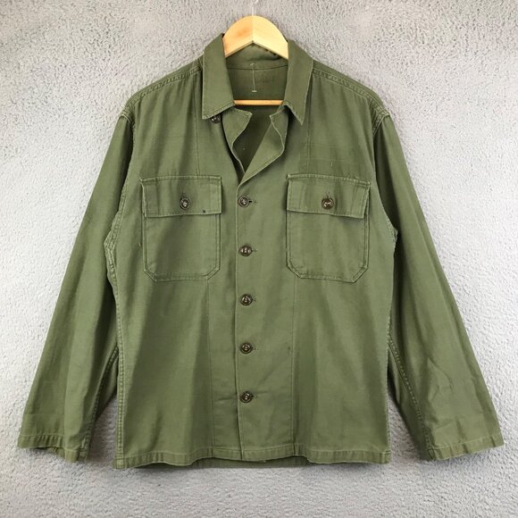 Vintage US ARMY UTILITY SHIRT HBT 1950'S EARLY VIETNAM WAR size S
